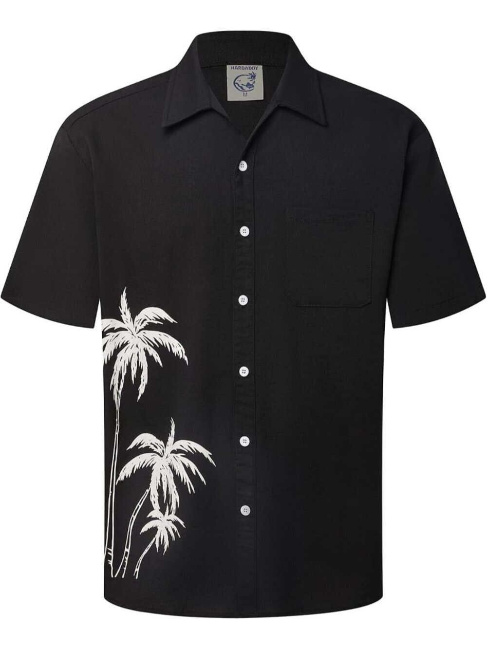 Men's Coconut Tree Black Hawaiian Short Sleeve Coconut Printed Button Down Shirt